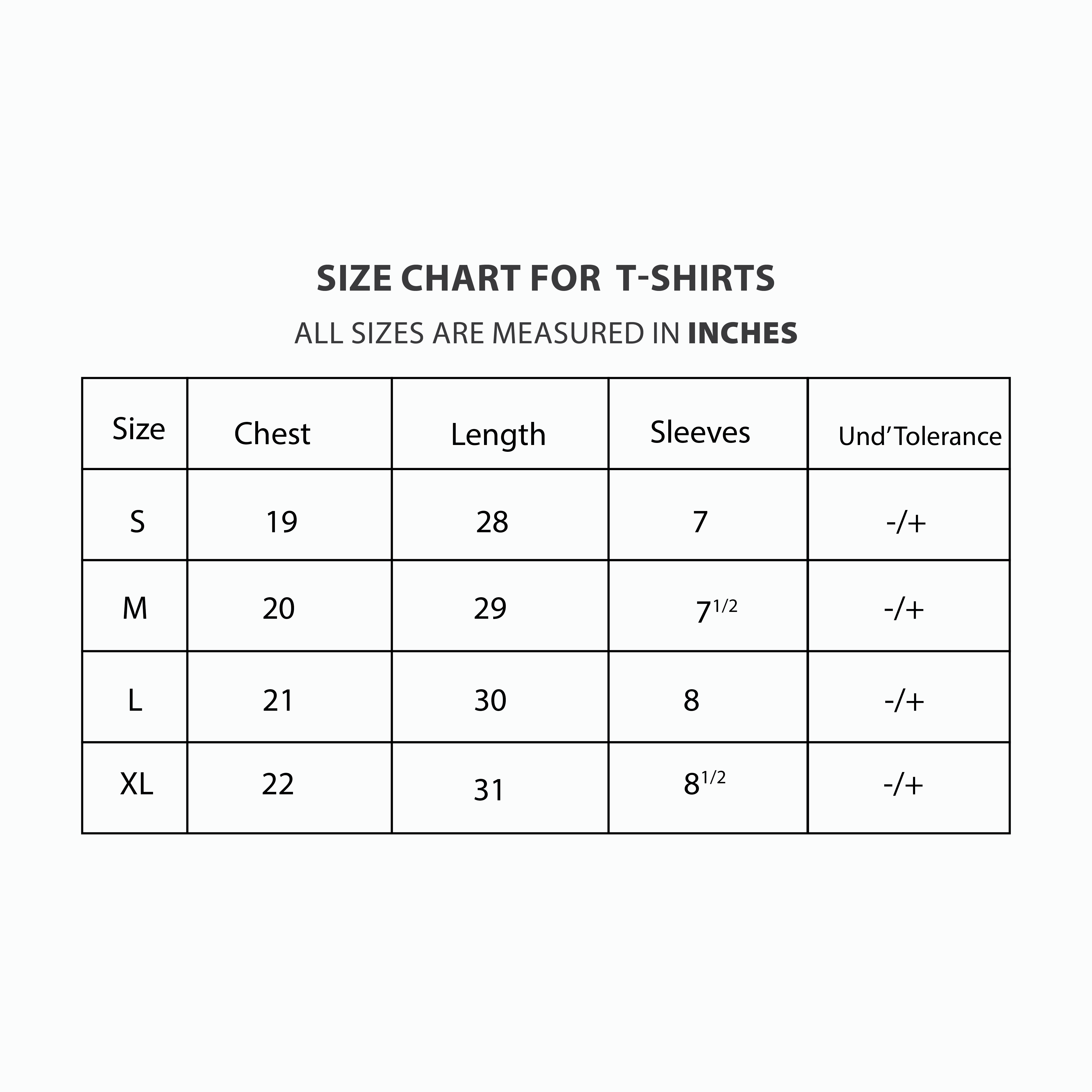 urban mens tshirt chart